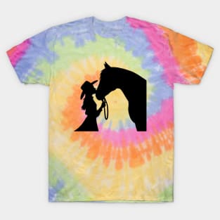 Cowgirl Kissing Horse Silhouette T-Shirt